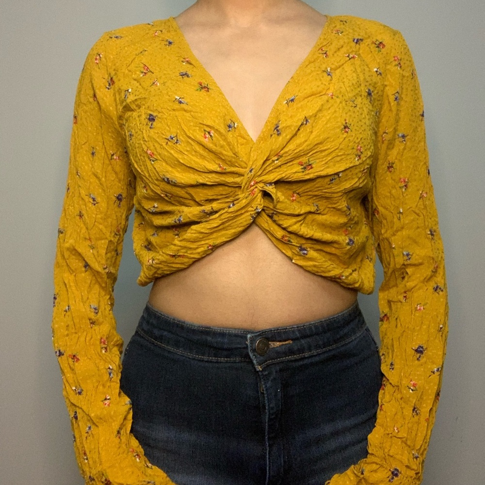 Mustard Yellow Wrap Blouse